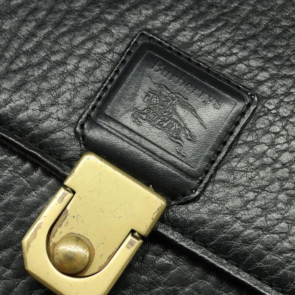 Burberrys Business Bag Leather Black Gold Auth bs26949 - Picture 8 of 16